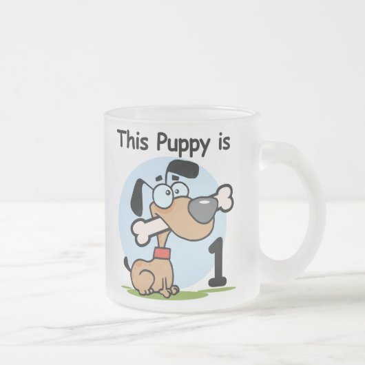 この子犬の誕生日Tシャツとギフト フロストグラスマグカップ (右)
