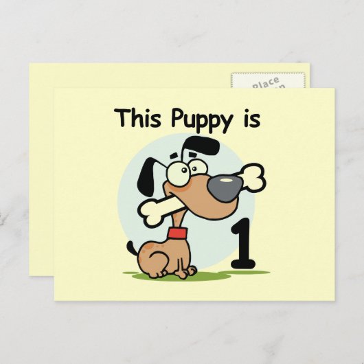 この子犬の誕生日Tシャツとギフト ポストカード (正面/裏面)