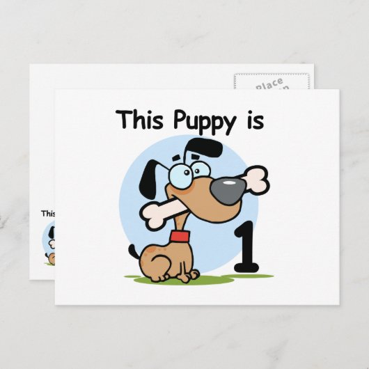 この子犬の誕生日Tシャツとギフト ポストカード (正面/裏面)