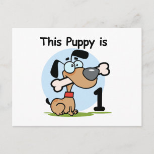 この子犬の誕生日Tシャツとギフト ポストカード