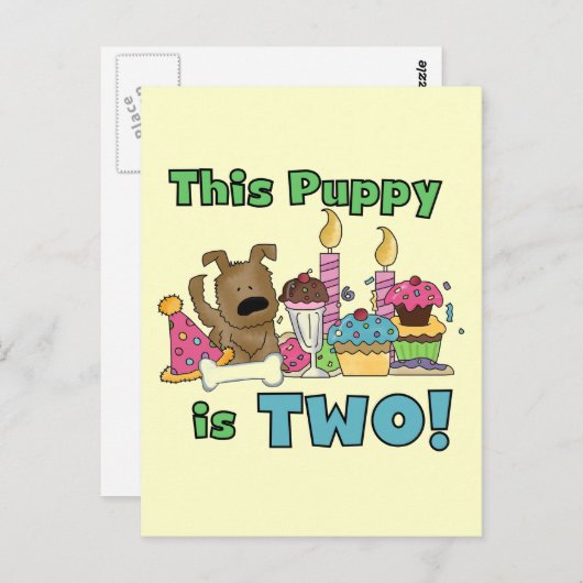この子犬はTシャツを二つ、プレゼント ポストカード (正面/裏面)
