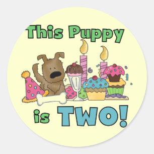 この子犬はTシャツを二つ、プレゼント ラウンドシール
