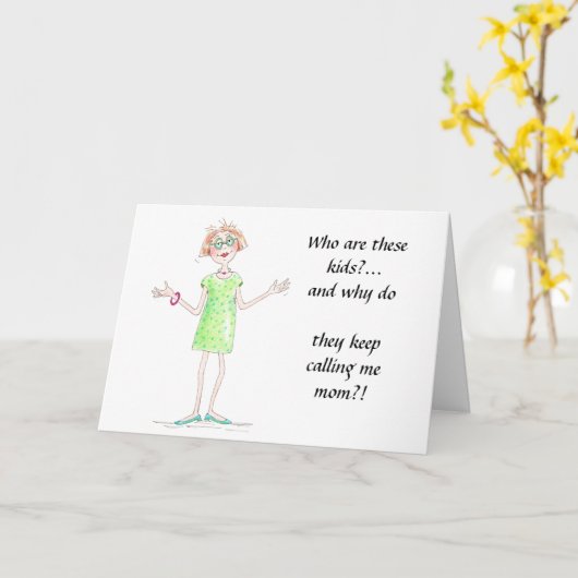 この子達は誰だ?色おもしろい付きのお母さん カード (黄色い花)