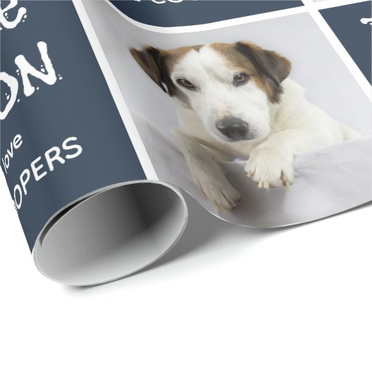 この季節のおもしろいフォトグリッドのクリスマスプレゼント ラッピングペーパー (ロールコーナー)