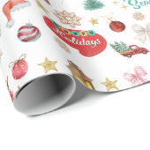 この季節のクリスマスのレトロなヴィンテージパターン ラッピングペーパー (ロールコーナー)