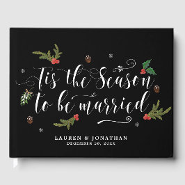 この季節のクリスマスの休日の結婚式のゲストブック ゲストブック