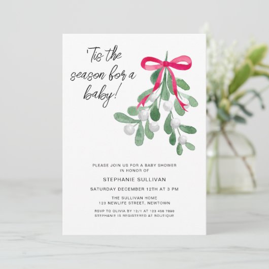この季節のクリスマスの赤ちゃんシャワー 招待状 (スタンド正面)