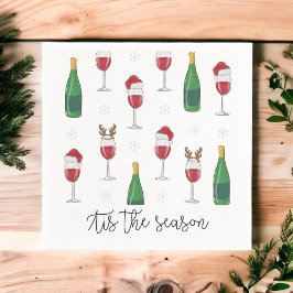 この季節のクリスマスサンタトナカイのワイン雪 スタンダードカクテルナプキン