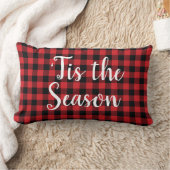 この季節のクリスマスバッファローチェックの休日 ランバークッション (ブランケット)