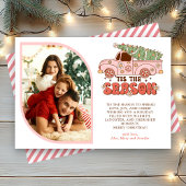 この季節のグルーヴィーピンクのトラック写真クリスマス シーズンカード