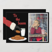 「この季節のサンタとクッキーの写真クリスマス シーズンカード (正面/裏面)