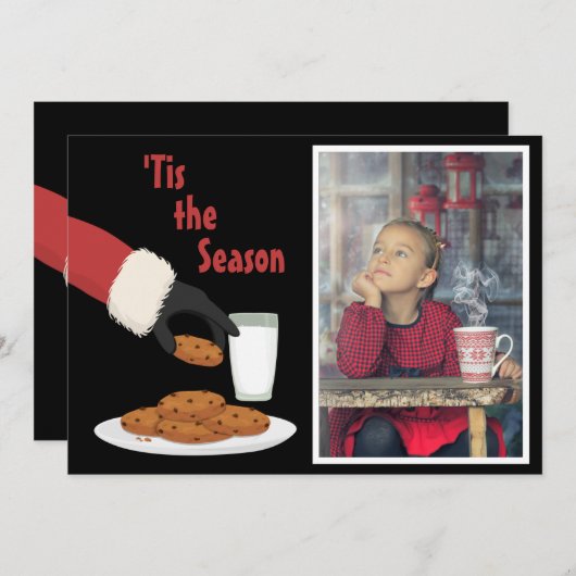 「この季節のサンタとクッキーの写真クリスマス シーズンカード (正面/裏面)