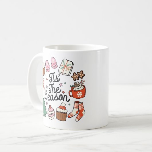 この季節のヴィンテージクリスマス コーヒーマグカップ (正面左)