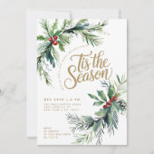 この季節の冬の果実はクリスマスの葉 招待状 (正面)