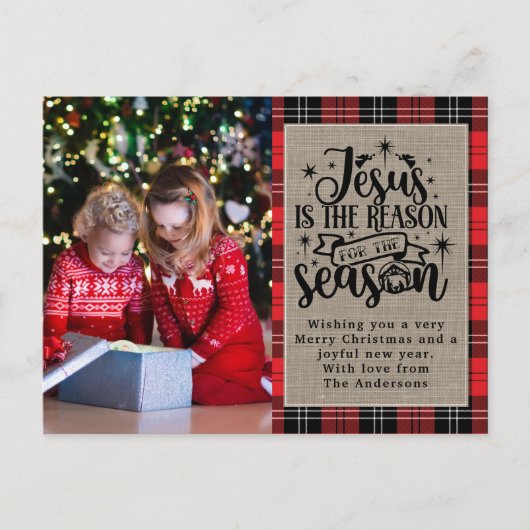 この季節の理由はイエス バッファロープレイドH シーズンポストカード (正面)