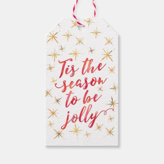 この季節の金ゴールドスノーフレークギフトラベル ギフトタグ (正面)