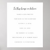 この家で我々は信じ |ミニマルモダンリストホワイト ポスター (正面)