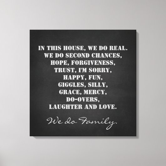 この家で私たち家族引用文プリント キャンバスプリント (正面)