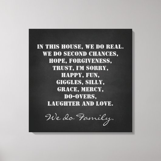 この家で私たち家族引用文プリント キャンバスプリント (正面)