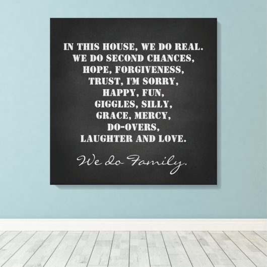 この家で私たち家族引用文プリント キャンバスプリント (インサイチュ (ウッドフロア))