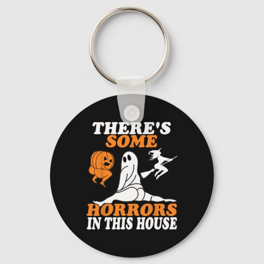 この家にはハロウィンの恐怖がいくつかある キーホルダー (正面)