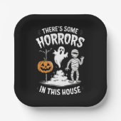 この家にはホラーなものがあるぞ ハロウィン ペーパープレート (正面)