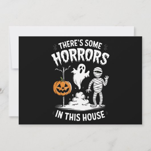 この家にはホラーなものがいるよ 面白いハロウィン 招待状 (正面)