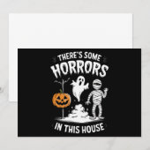 この家にはホラーなものがいるよ 面白いハロウィン 招待状 (正面/裏面)