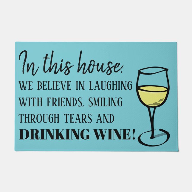 この家のおもしろいなノベルティのワイン ドアマット (正面)