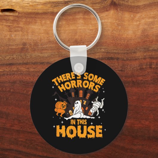 この家の中にいくつかの恐怖パンプキン幽霊H キーホルダー (正面)