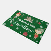 この家はクリスマス小妖精や小人監視下にある ドアマット (アングル)