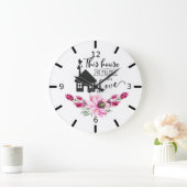 この家は愛で満ちている – フローラ ラージ壁時計 (ホーム)
