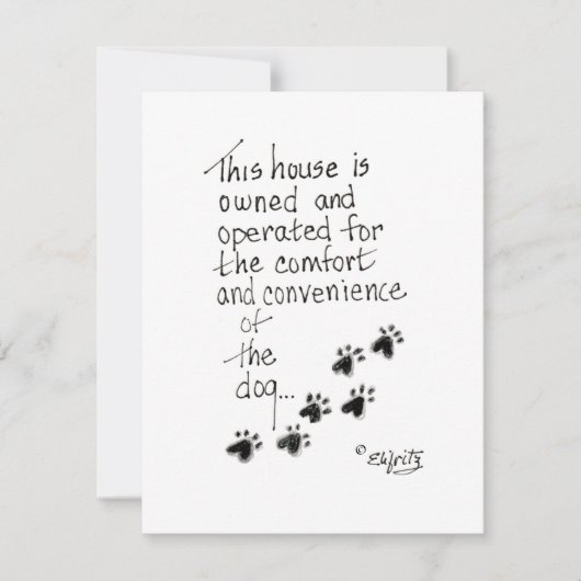 この家は犬札のために所有され運営されている ノートカード (正面)