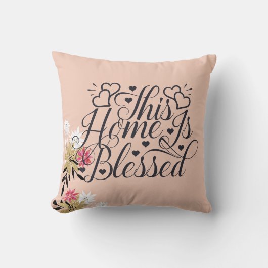 この家は賛美 |フローラ クッション (正面)