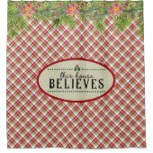 この家信じは赤と緑の格子縞 シャワーカーテン (正面)