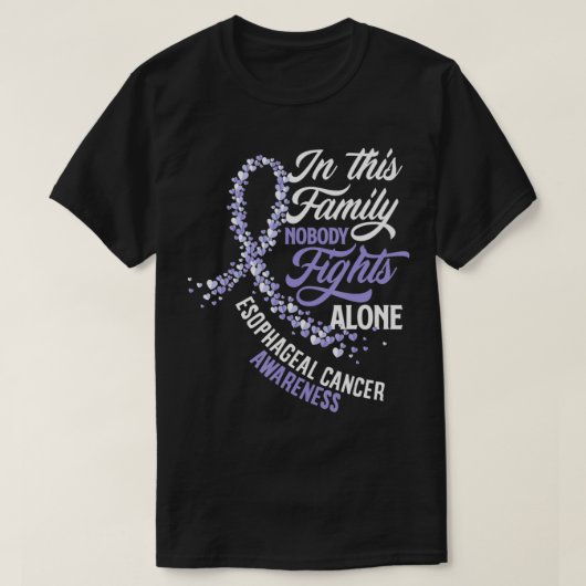 この家族では誰も一人で食道癌と戦わない Tシャツ (デザイン正面)