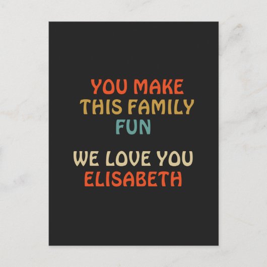 この家族のおもしろいを愛する ポストカード (正面)