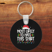 この家族のクリスマスのパジャマを憎む可能性が高い キーホルダー (正面)