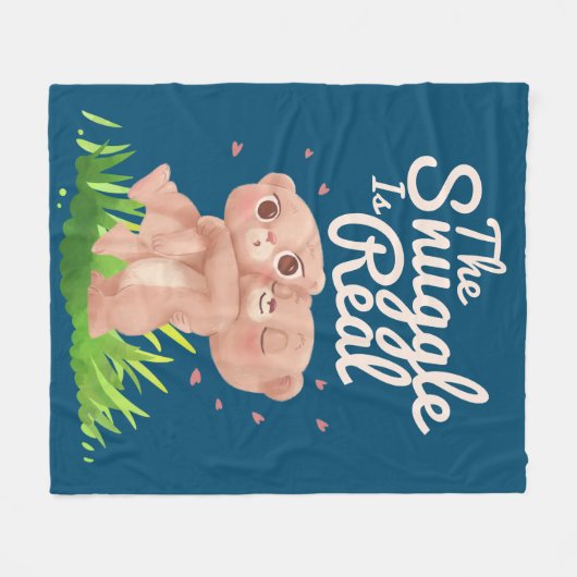 この寄り合いは実在可愛い熊の抱き合いだ フリースブランケット (正面(横))