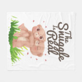 この寄り合いは実在可愛い熊の抱き合いだ フリースブランケット (正面(横))