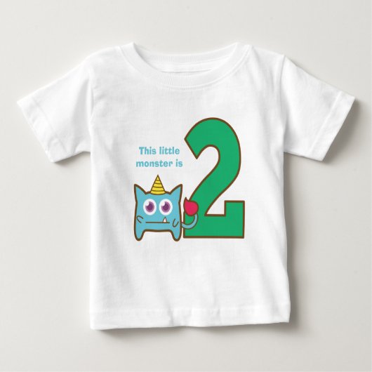 この小さいモンスターは2才、第2誕生日です ベビーTシャツ (正面)