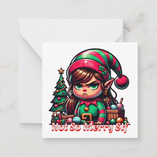この小さなむっつりエルフからメリークリスマス ノートカード (正面)