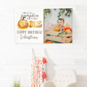 この小さなカボチャの写真 1歳の誕生日パーティー 横断幕 (インサイチュ)