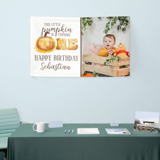 この小さなカボチャ写真1st誕生日パーティー 横断幕 (トレードショー)