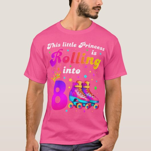 この小さなプリンセスは8歳の誕生日にローリングアイススケート Tシャツ (正面)