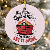 この小さなライトアライグマの休日のダンプスター火 セラミックオーナメント