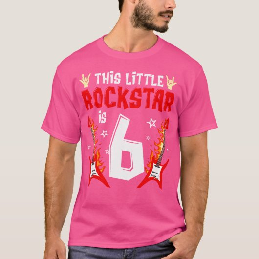 この小さなロック・スターは6 ギター 6歳の誕生日パ Tシャツ (正面)