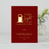 この小さな光が私のガスのユーモアのクリスマス 箔シーズンカード (立ち正面)