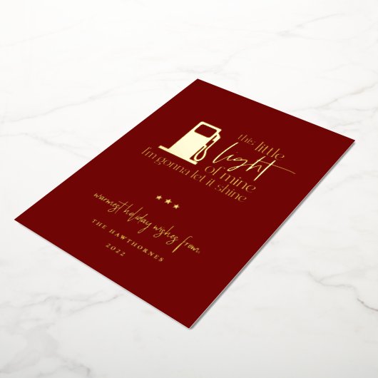 この小さな光が私のガスのユーモアのクリスマス 箔シーズンカード (回転した状態)