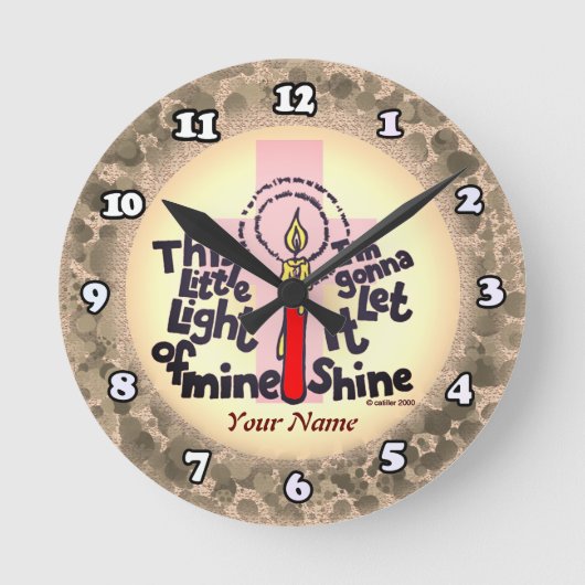 この小さな光のキリスト教時計 ラウンド壁時計 (正面)